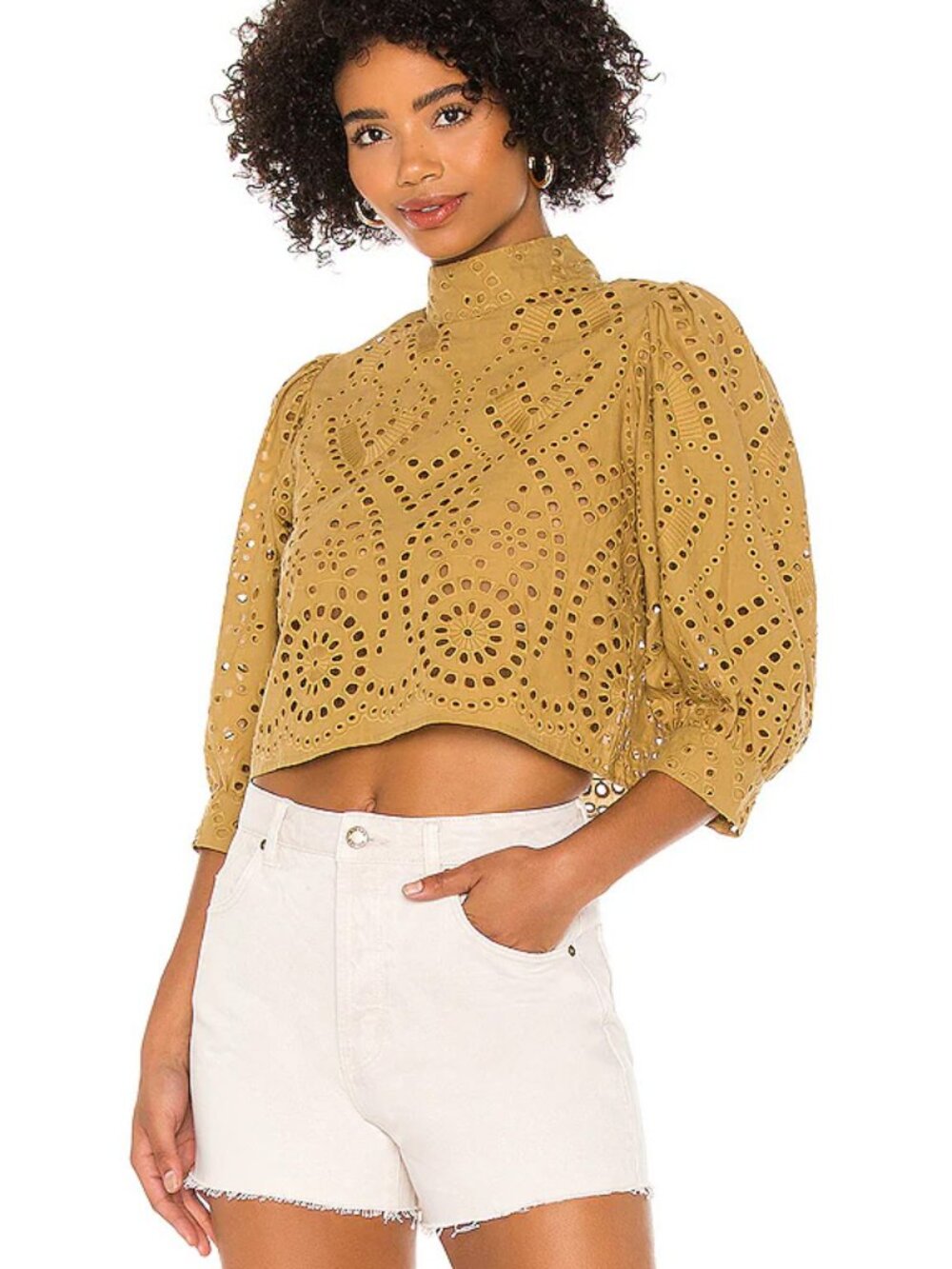 Cropped Eyelet Blouse - Picture 3 of 9